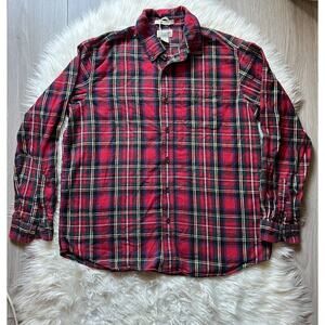 Vintage LL Bean Button Down Shirt Men's L Traditional Fit Long Sleeve Plaid Red